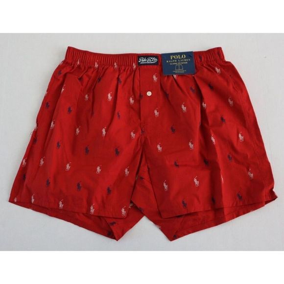 Polo Ralph Lauren R382RL Men's Sz XL Red Allover Pony Print Classic Fit Boxers - Picture 1 of 4